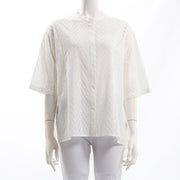 リーフ刺繍コットンレースブラウス