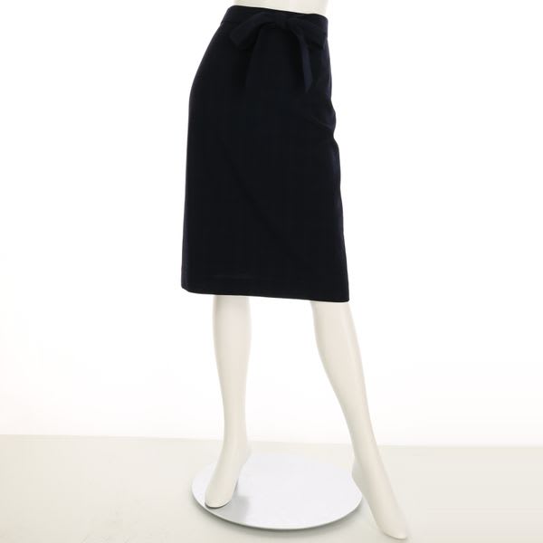 シャドーチェックウエストリボンタイトスカート