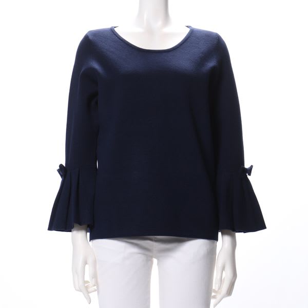 袖口リボンタックデザインニット