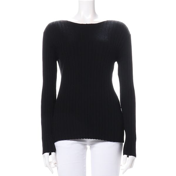 ボートネックリブニット