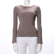 ラウンドネックリブニット