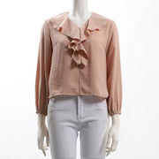 袖ゴム仕様フリルカラーブラウス