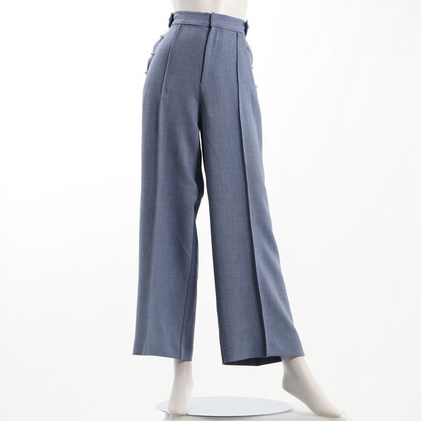 サイドパールボタン入りセンターシームワイドパンツ