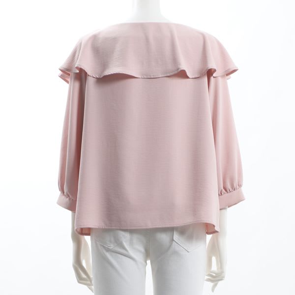 ケープ風フリルパフスリーブブラウス