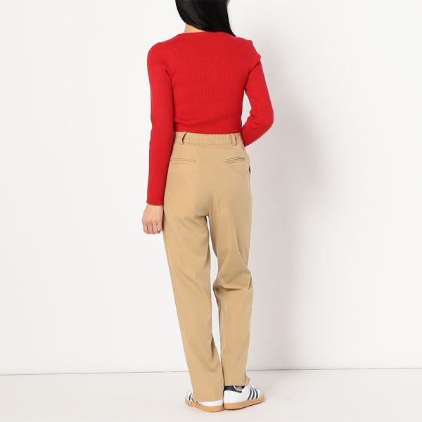 シンプルクルーネックリブニット