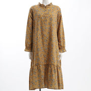 切り替えデザイン花柄ワンピース