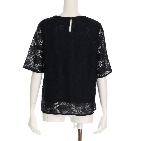 ボタニカルレース透け感ブラウス