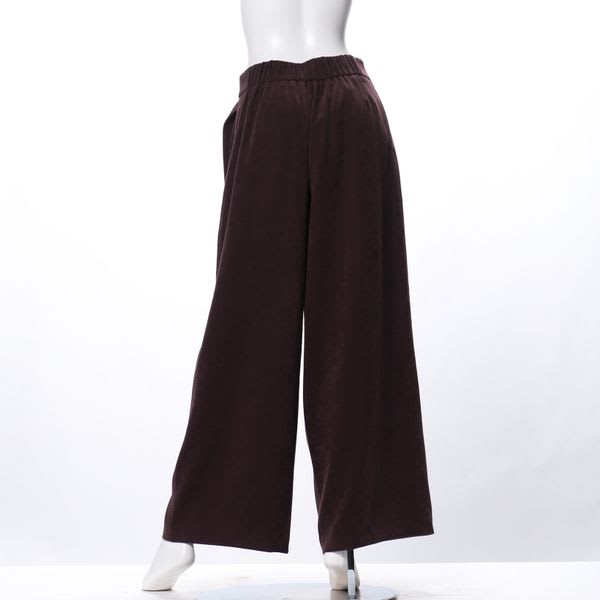 サンディングピーチウエストベルト付きラップ風ワイドパンツ