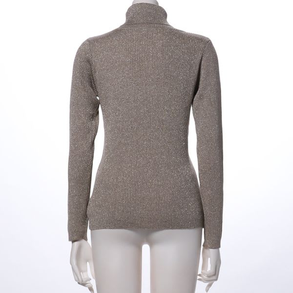 ラメ混リブタートルネックニット