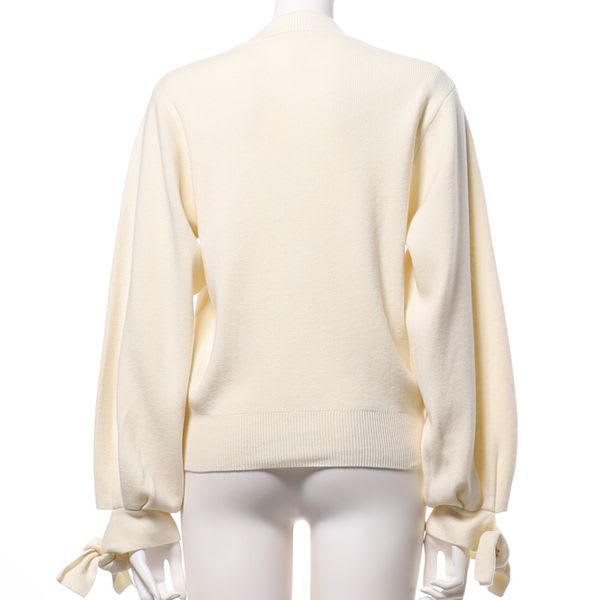 袖口リボンニット