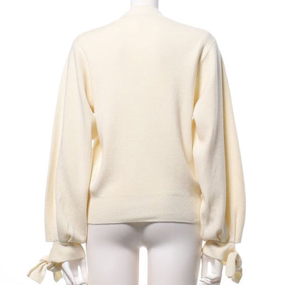 袖口リボンニット