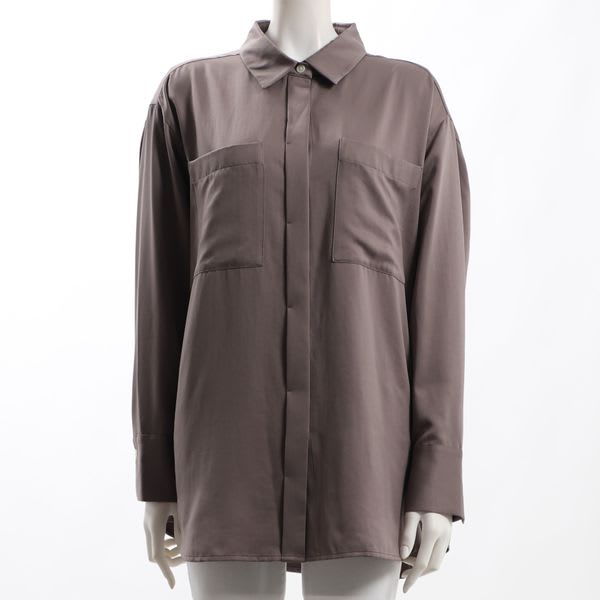 胸元ポケット前開きシャツブラウス