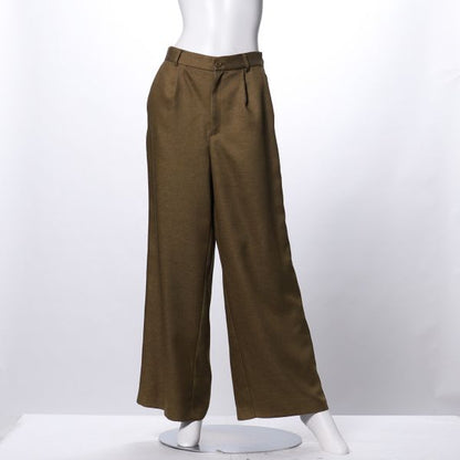 シャンブレーカルゼタック入りワイドパンツ