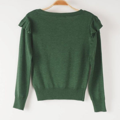 肩フリルニット