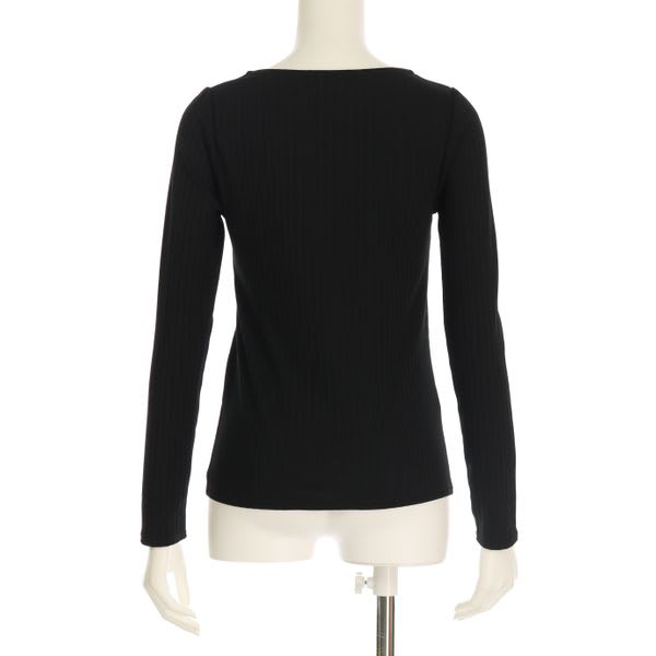 フラワーモチーフリブカットソー