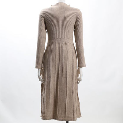 ボトルネックリブニットワンピース