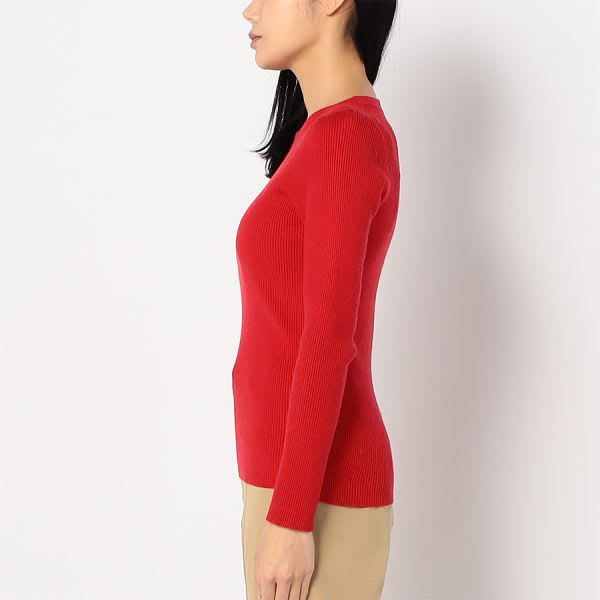 シンプルクルーネックリブニット