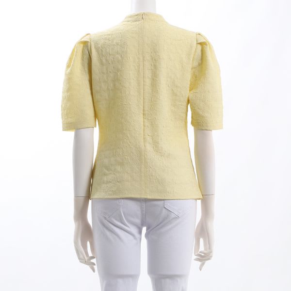 特徴のある表面感のパフスリーブブラウス