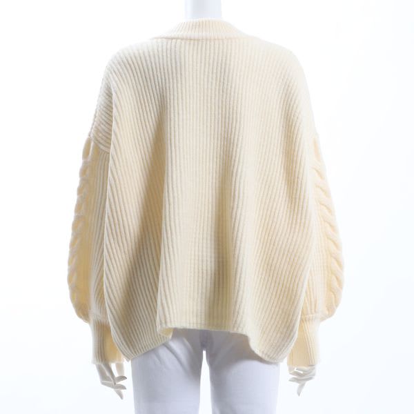 編み柄ジップカーディガン