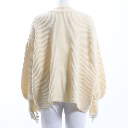 編み柄ジップカーディガン