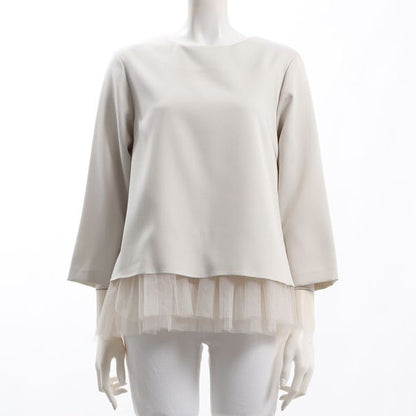 裾チュールレイヤード風ブラウス
