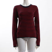 ボーダー柄クルーネックニット