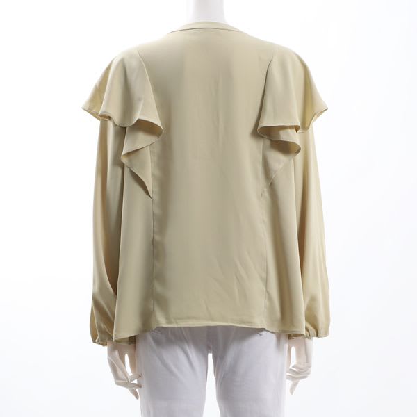 フリルデザインVネックブラウス