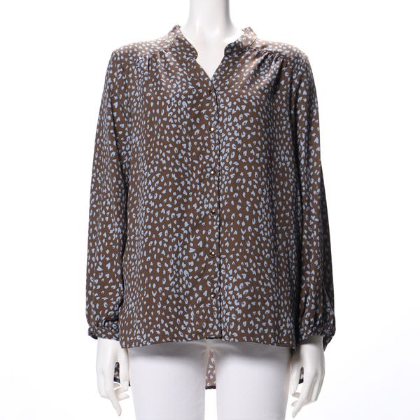 ハートレオパードプリントフロントボタンブラウス