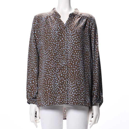 ハートレオパードプリントフロントボタンブラウス