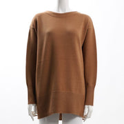 裾リブデザインニット