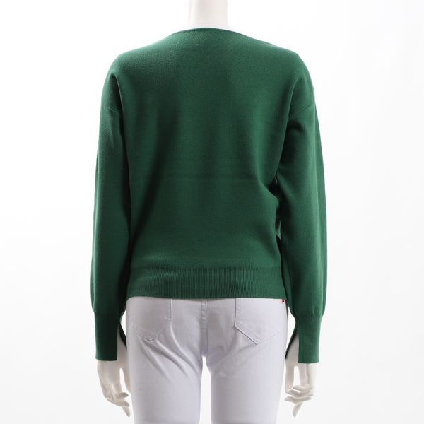 袖スリットVネックニット