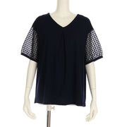 袖透けVネックカットソー