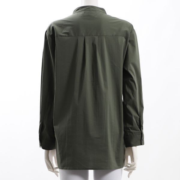 バックテールデザインバンドカラーシャツ