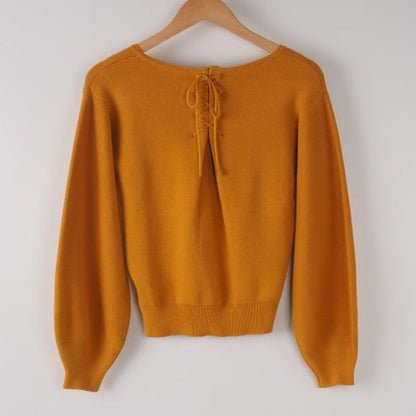 バルーンスリーブボートネックニット