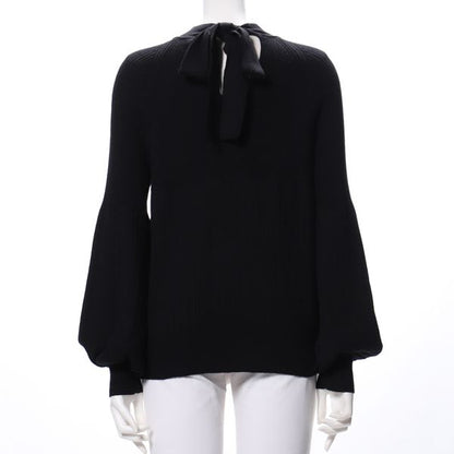 バックリボンデザインニット