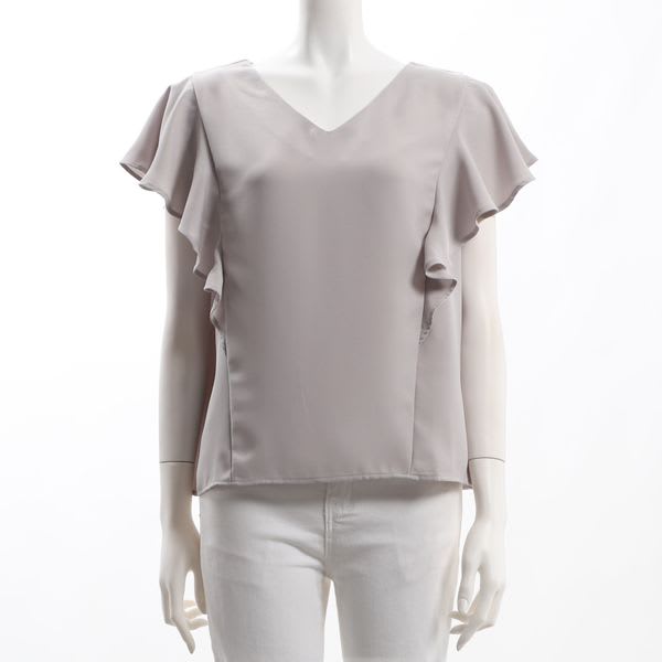 フリル袖Vネックブラウス