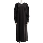 ボリュームスリーブラウンドネックワンピース