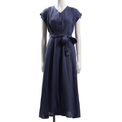 前開きデザインVネックワンピース