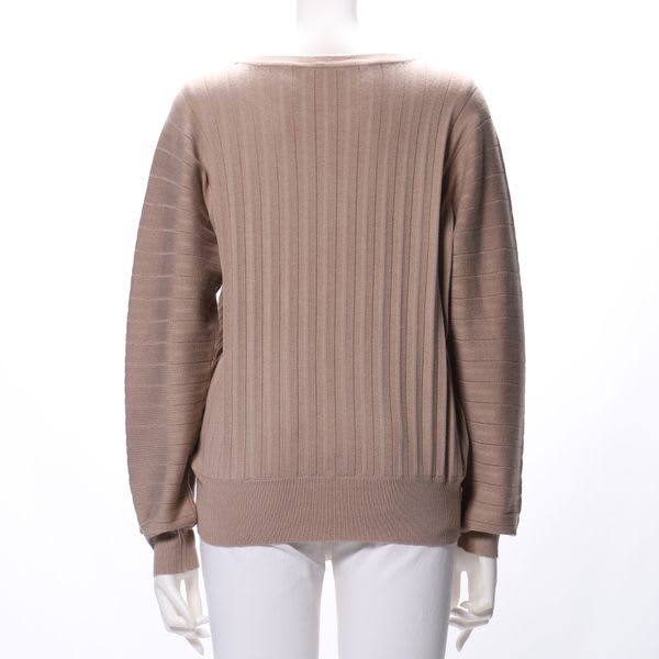 ワイドリブラウンドネックニット