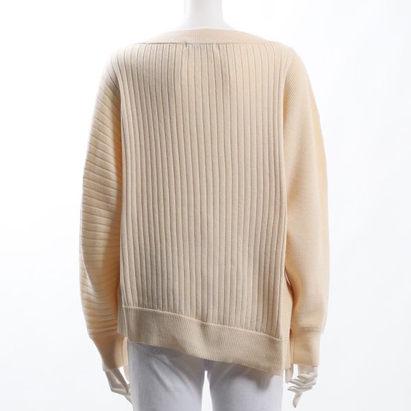 サイドリブ切り替えアシンメトリーニット