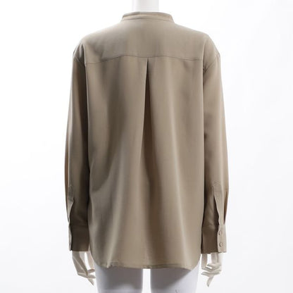 バックタックデザインバンドカラーブラウス