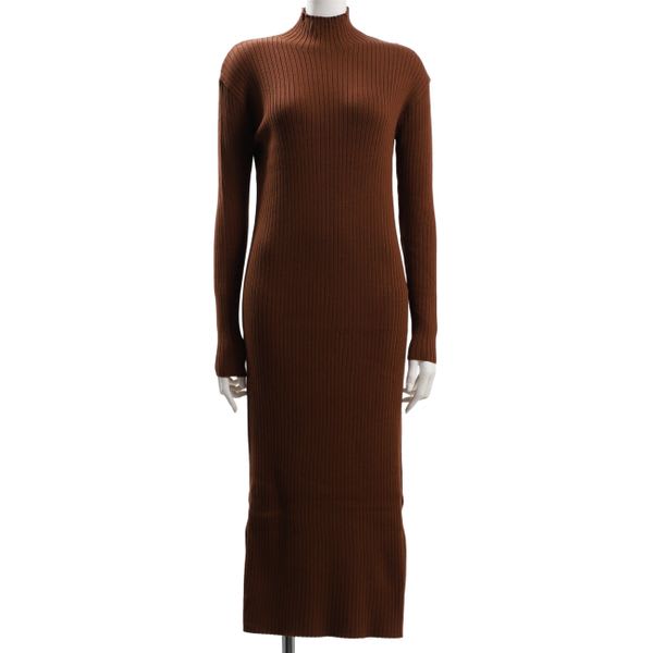 ハイネックリブニットワンピース