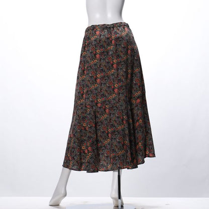 ダークフラワープリントフィッシュテールスカート