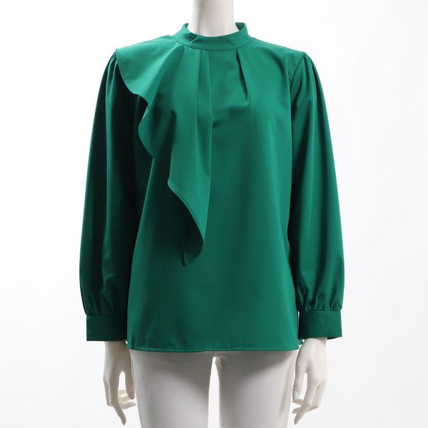 アシンメトリースタンドカラーブラウス