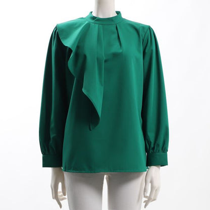 アシンメトリースタンドカラーブラウス