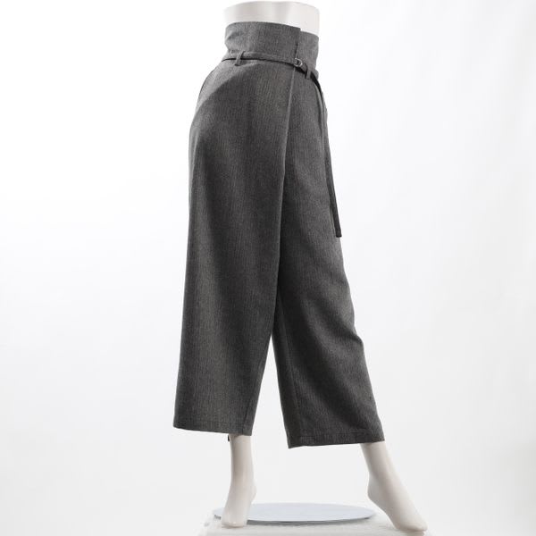 ベルト付きハイウエストラップパンツ