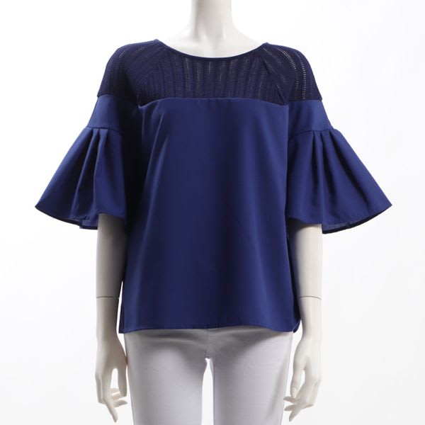 異素材切り替えシャツ/ブラウス