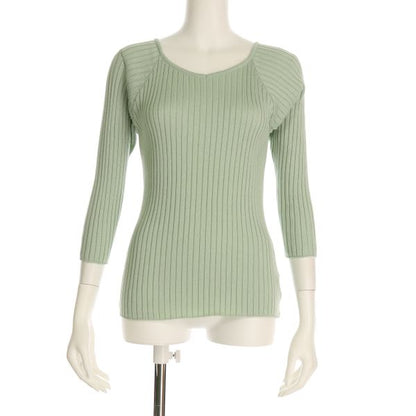 ラグランスリーブリブニットプルオーバー