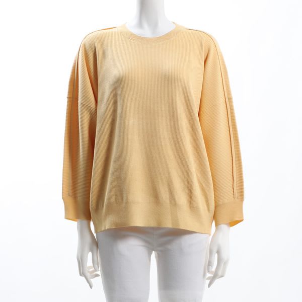 肩デザインクルーネックニット