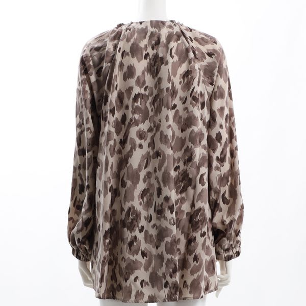 ぼかしレオパード総柄バックテールブラウス